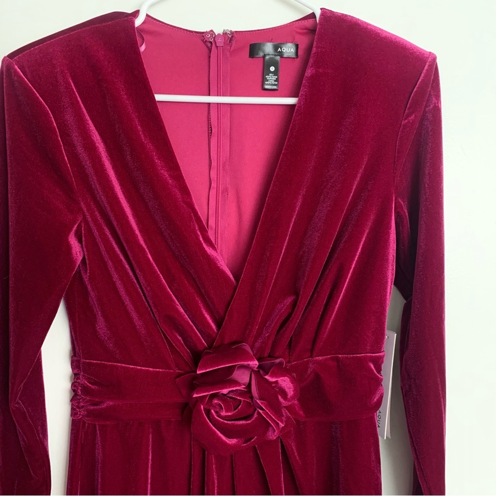 Aqua Velvet Rosette Bodycon Dress - Picture 7 of 13